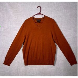 Banana Republic Men's Orange V Neck Extra Fine Merino Wool Sweater Size L